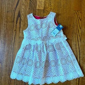 Adorable Oshkosh red and white, velvet/lace toddler dress.